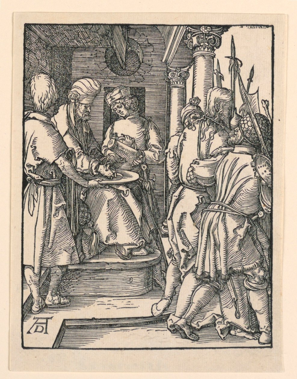 Pilatus pesee kätensä, Pikku Passion -sarjasta tekijältä Albrecht Dürer
