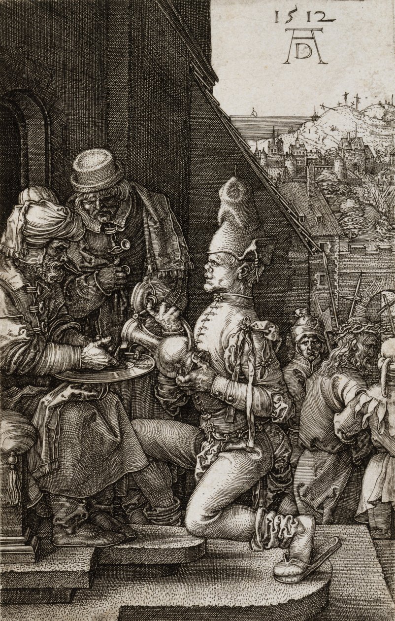 Pilatus pesee kätensä kärsimyksestä, 1512 tekijältä Albrecht Dürer