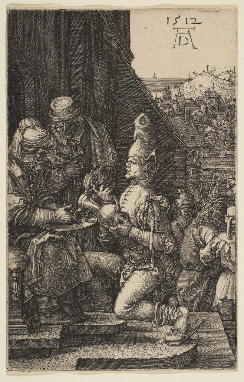 Pilatus pesee kätensä, Passion, 1512. tekijältä Albrecht Dürer