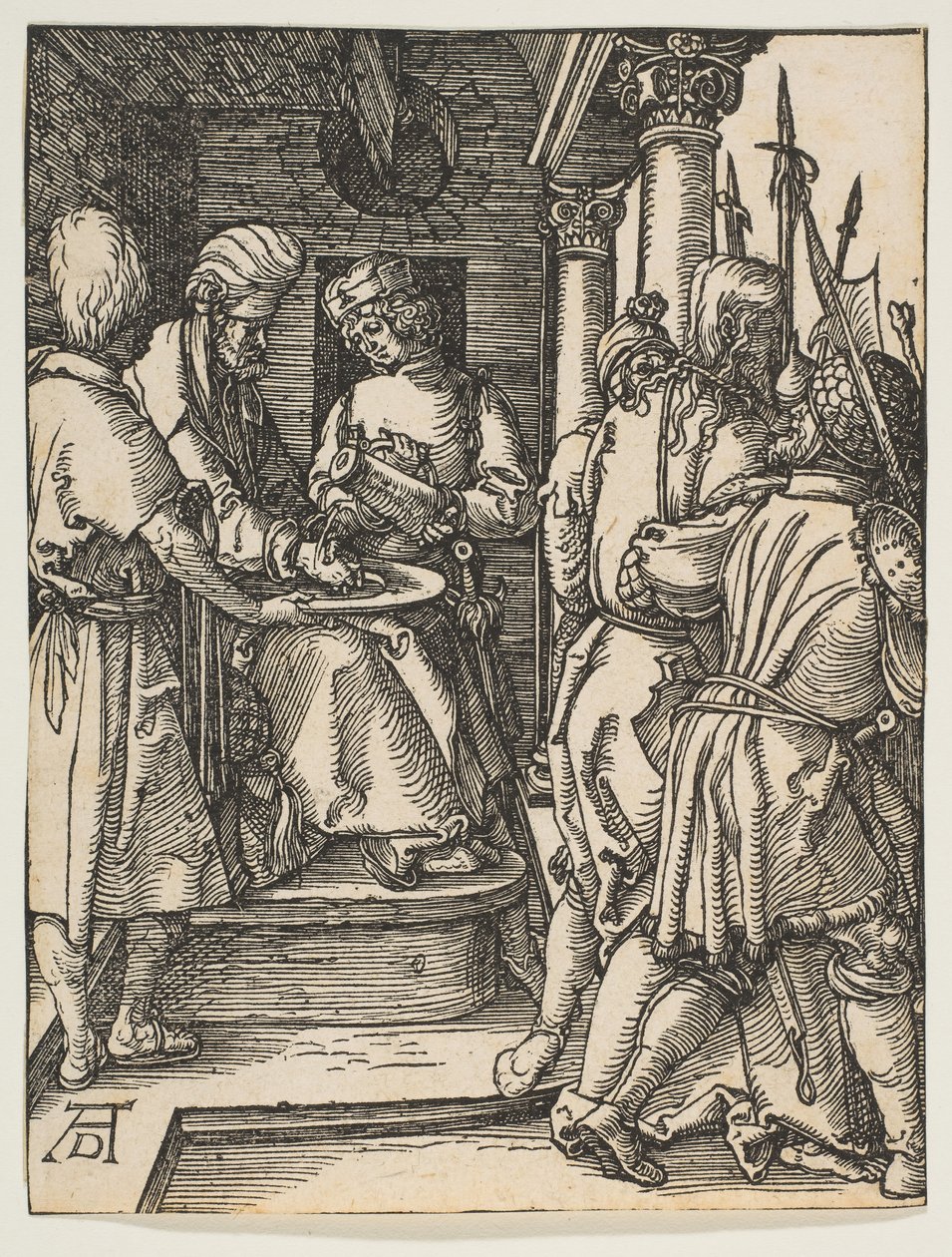 Pilatus pesee kätensä, Pieni intohimo, n. 1509. tekijältä Albrecht Dürer