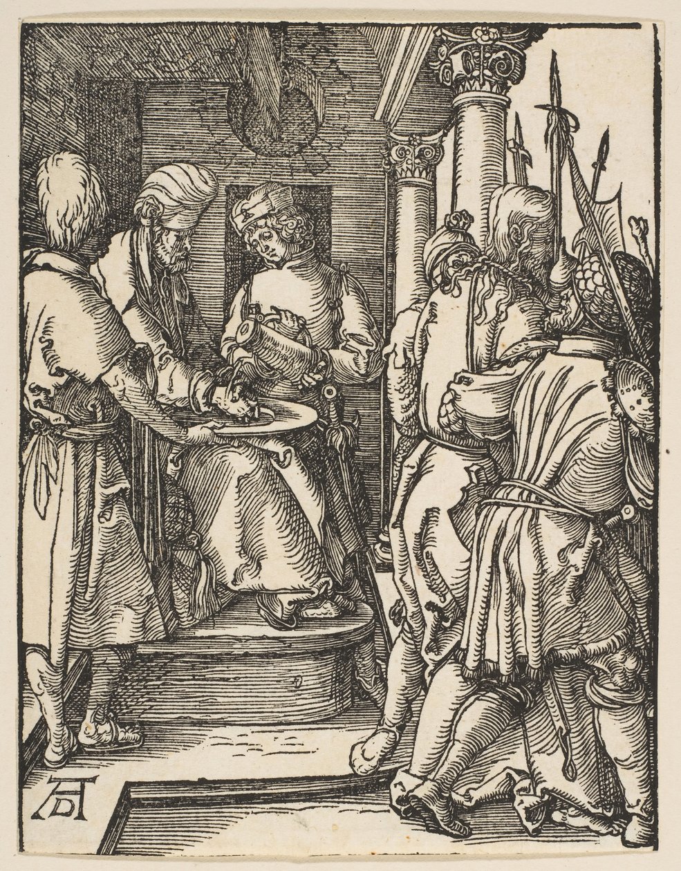 Pilatus pesee kätensä, Pieni intohimo, n. 1509. tekijältä Albrecht Dürer
