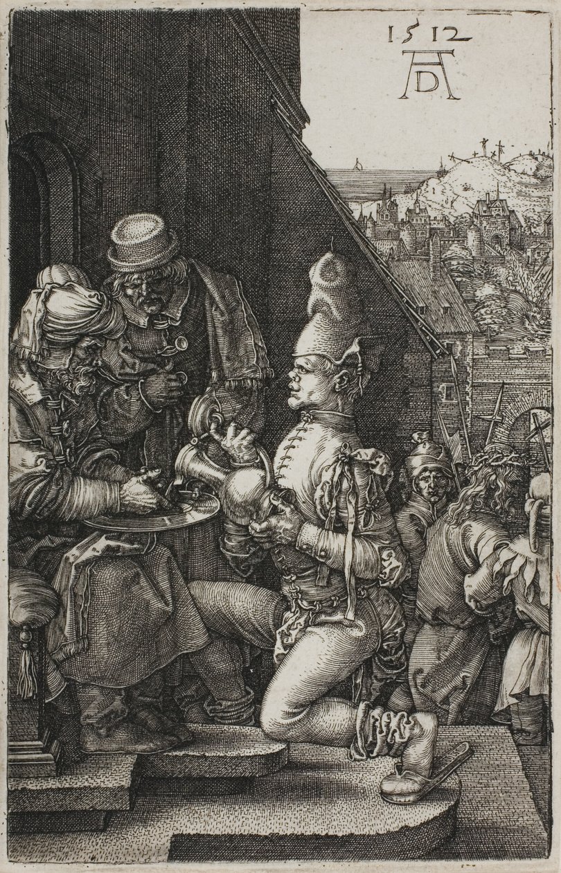 Pilatus pesee kätensä, kaiverretusta intohimosta tekijältä Albrecht Dürer