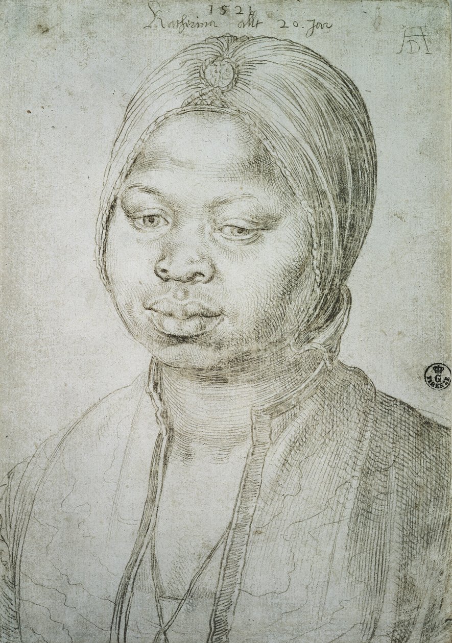 Katariinan muotokuva, portugalilaisen Bradaon Mulatta, 1521 tekijältä Albrecht Dürer