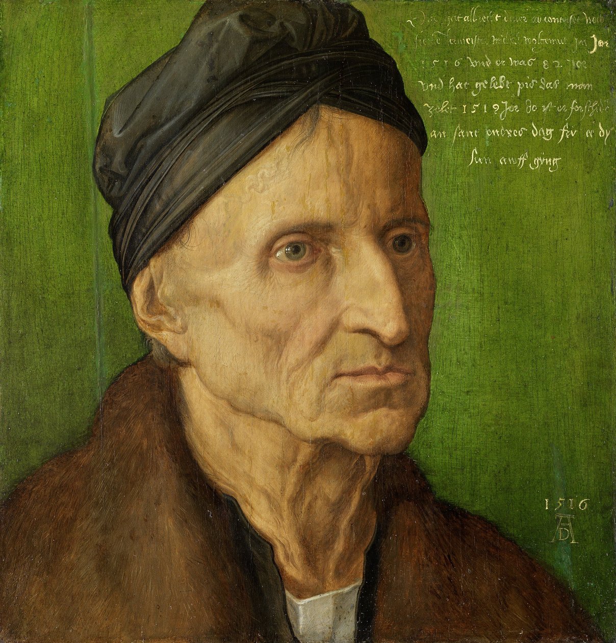 Nürnbergiläisen taidemaalarin Michael Wolgemutin muotokuva tekijältä Albrecht Dürer