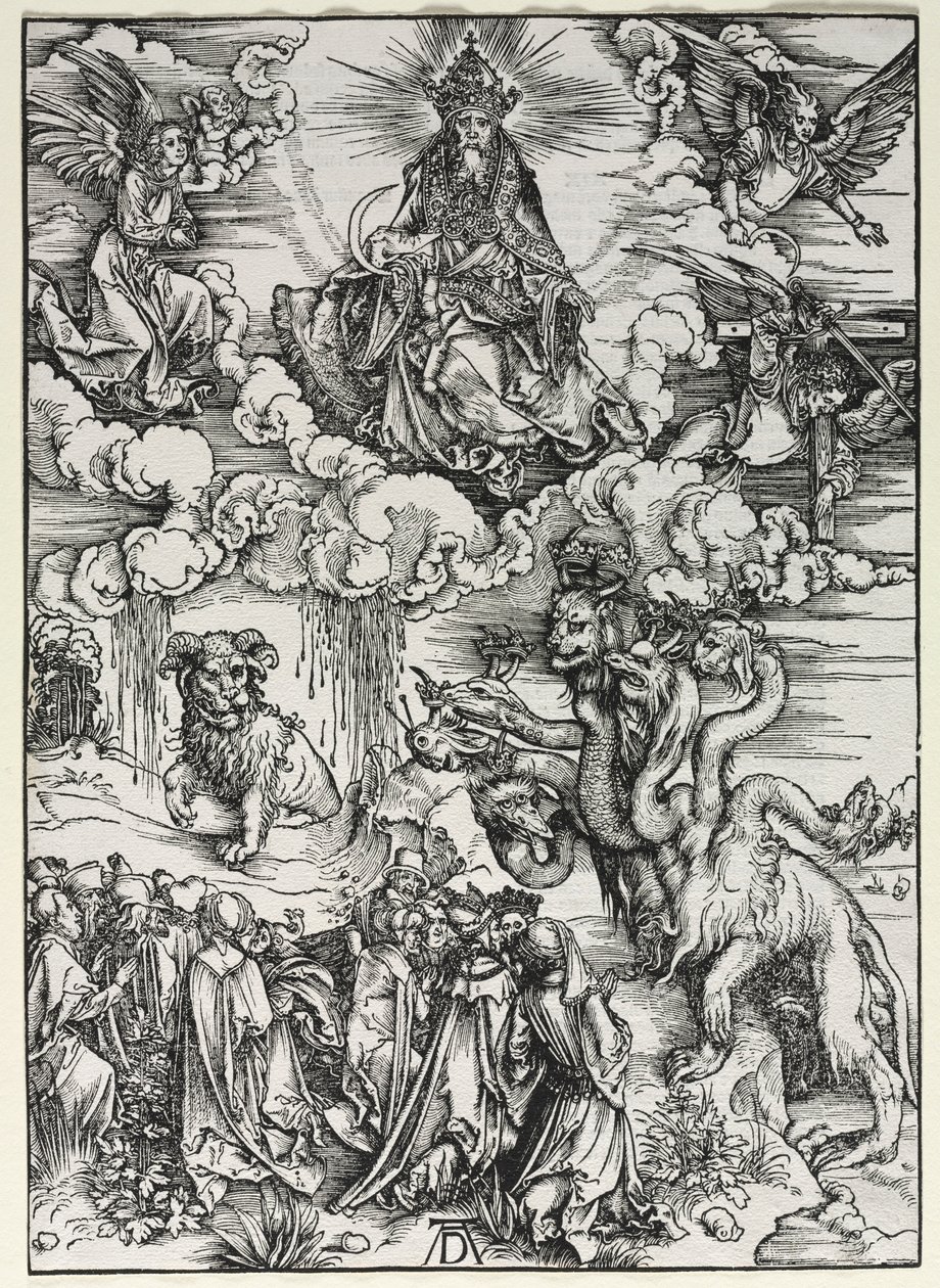 Pyhän Johanneksen ilmestys: Peto Rams Hornsin kanssa, 1511. tekijältä Albrecht Dürer