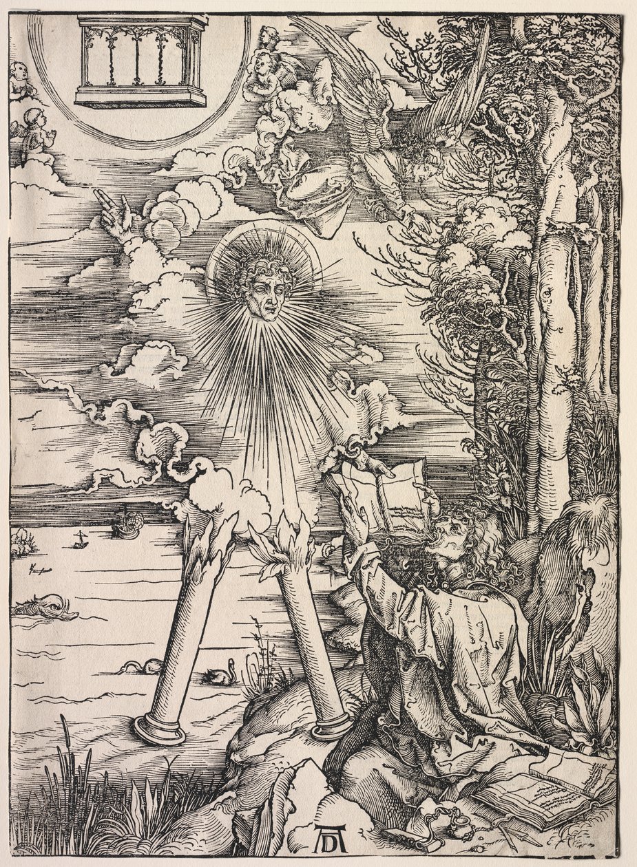 Pyhän Johanneksen ilmestys: Pyhä Johannes syö kirjoja tekijältä Albrecht Dürer