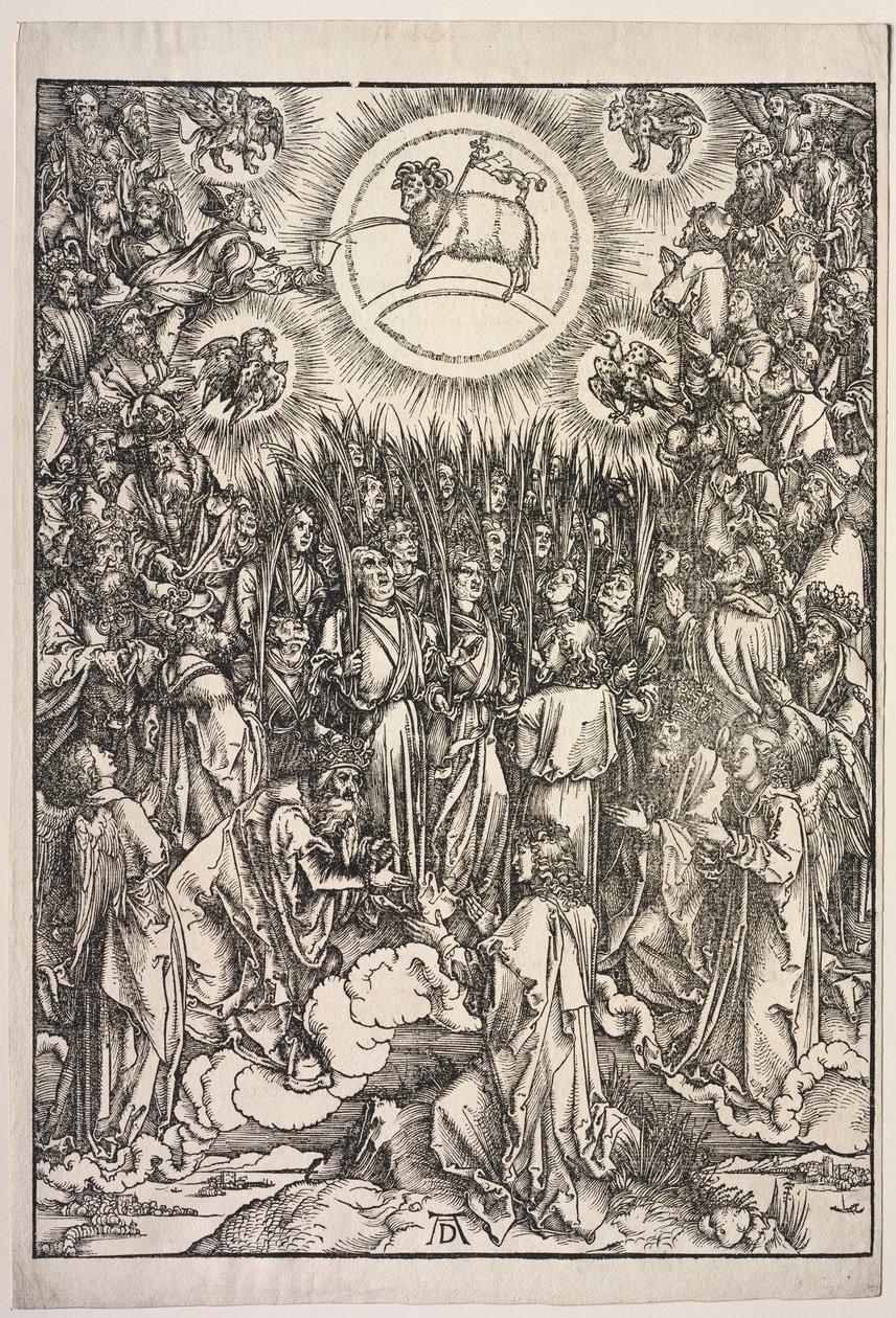 Pyhän Johanneksen ilmestys: Karitsan palvonta tekijältä Albrecht Dürer