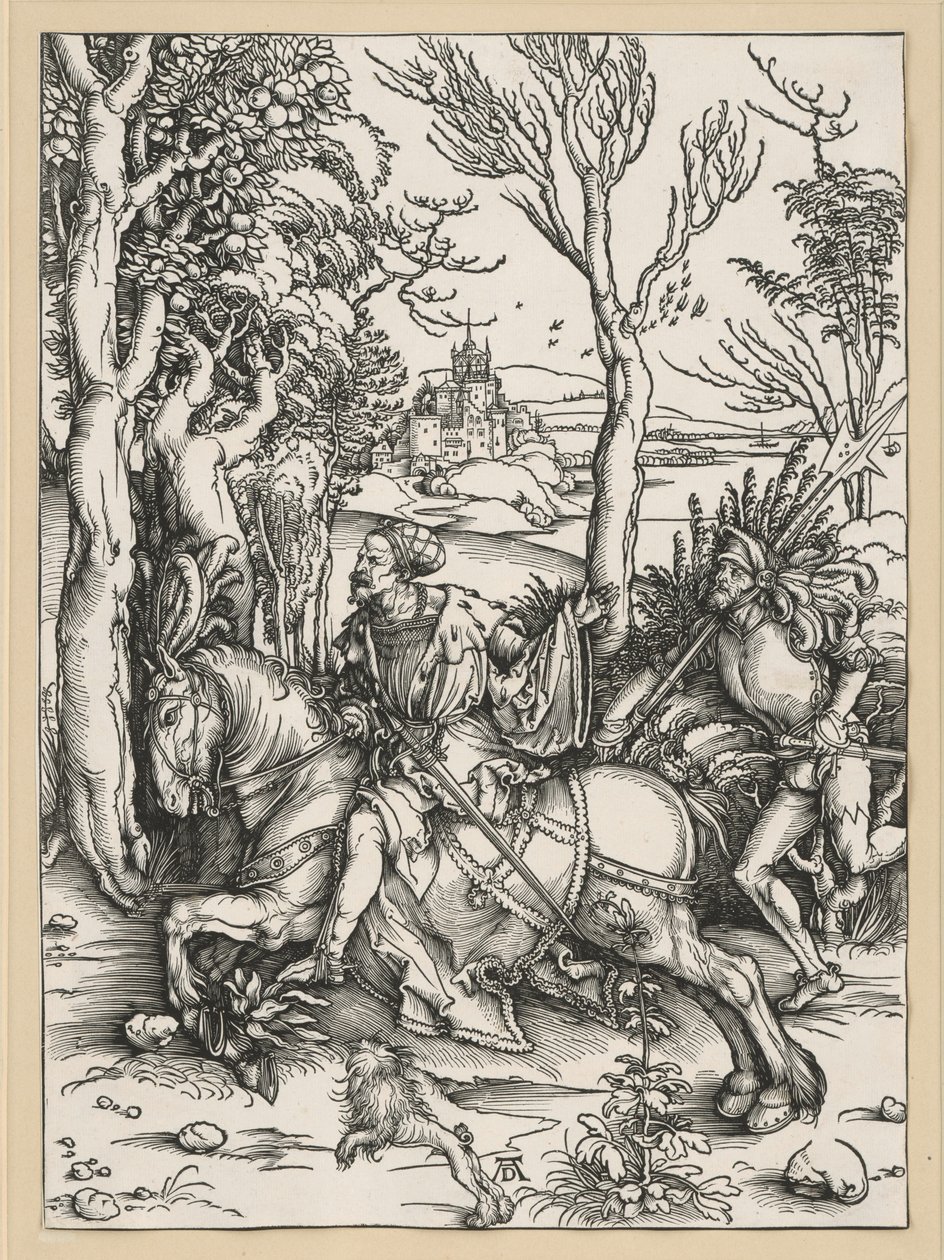 Ratsastava ritari ja landsknechti tekijältä Albrecht Dürer