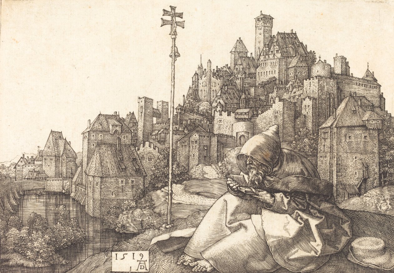 Saint Anthony Reading, 1519. tekijältä Albrecht Dürer