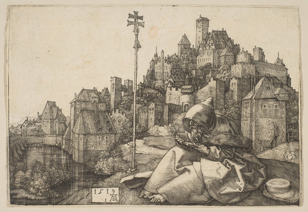 Saint Anthony Reading, 1519. tekijältä Albrecht Dürer