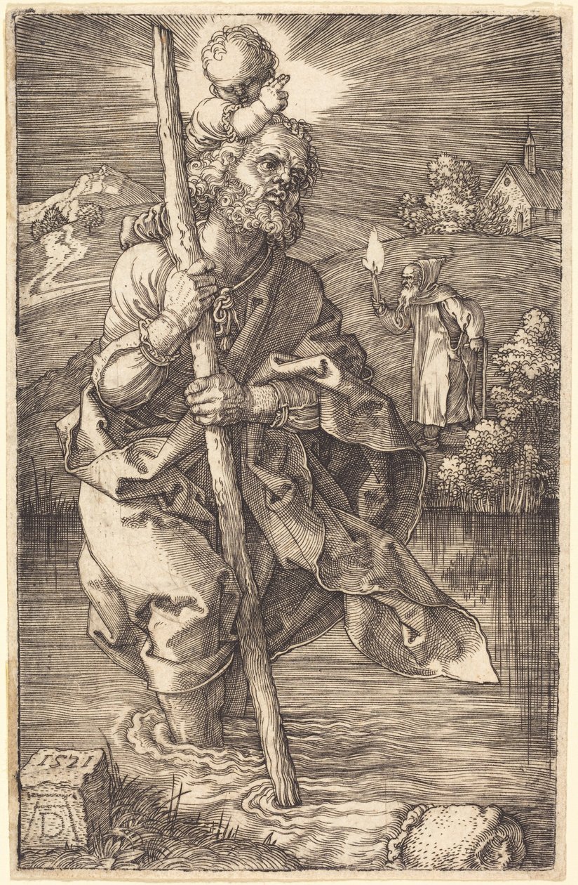 Pyhä Kristoforos oikealle kääntyneenä tekijältä Albrecht Dürer