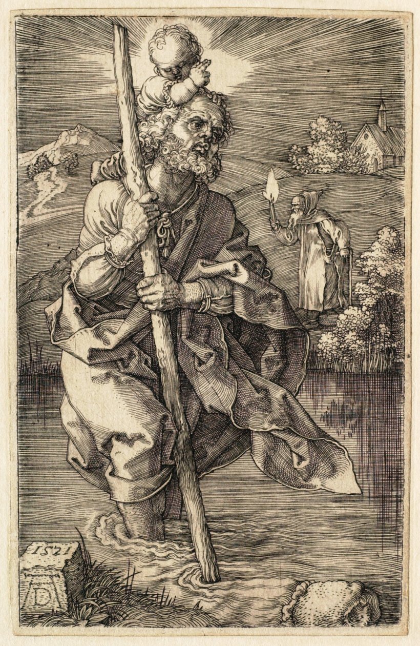 Oikealle katsova pyhä Kristoforos tekijältä Albrecht Dürer