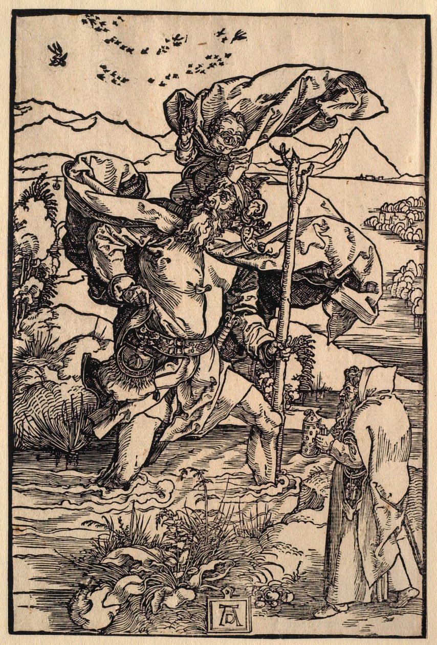 Pyhä Kristoforos ja lintujen lento tekijältä Albrecht Dürer