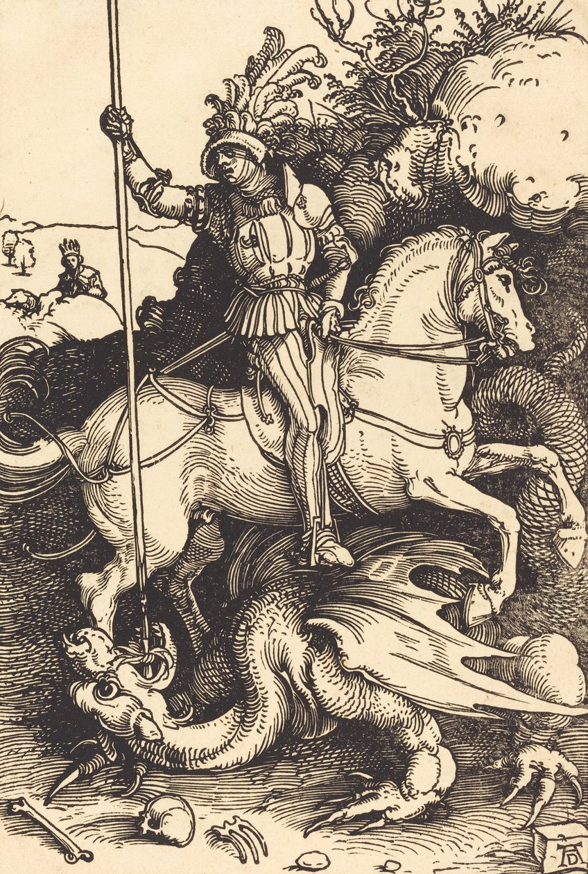 Saint George tappaa lohikäärmeen, 15011504. tekijältä Albrecht Dürer