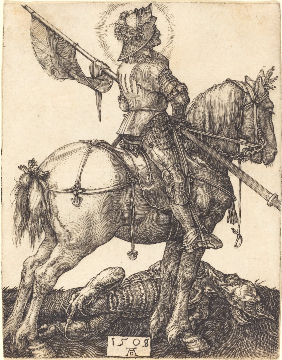 Pyhä Yrjö hevosen selässä tekijältä Albrecht Dürer