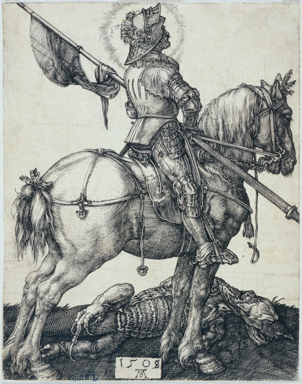 Pyhä Yrjö hevosella (Bartsch 54) tekijältä Albrecht Dürer