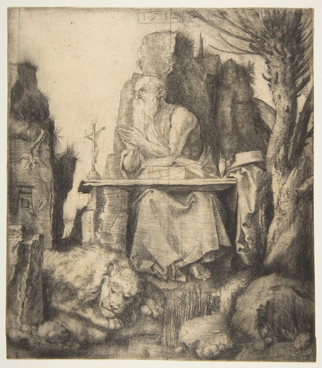 Pyhä Hieronymus latvotun pajun luona tekijältä Albrecht Dürer