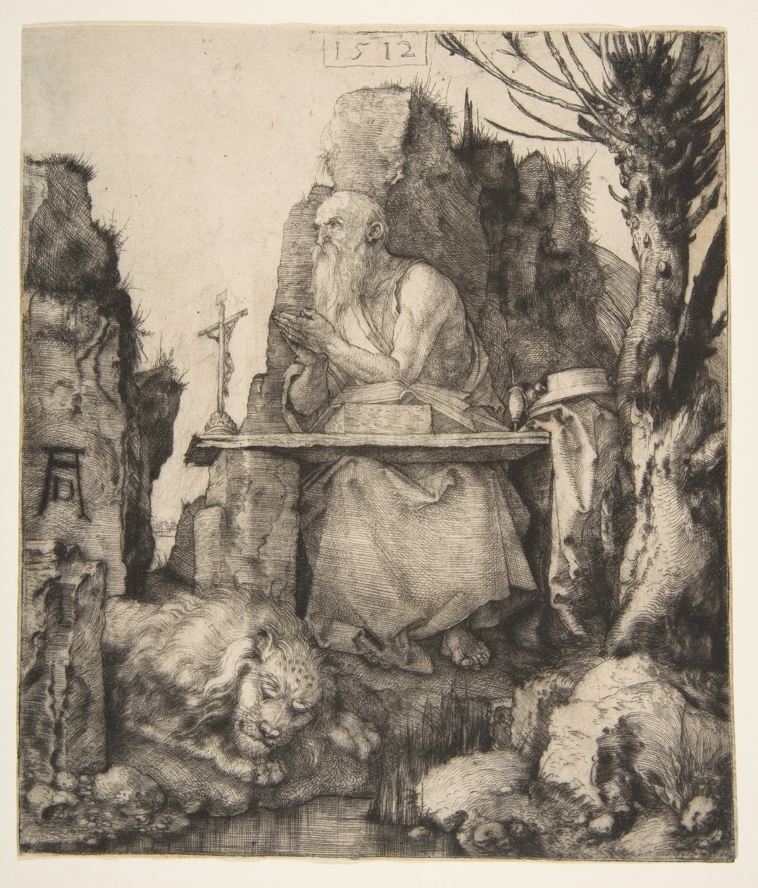 Pyhä Hieronymus Pollard Willow -pajun luona, 1512. tekijältä Albrecht Dürer