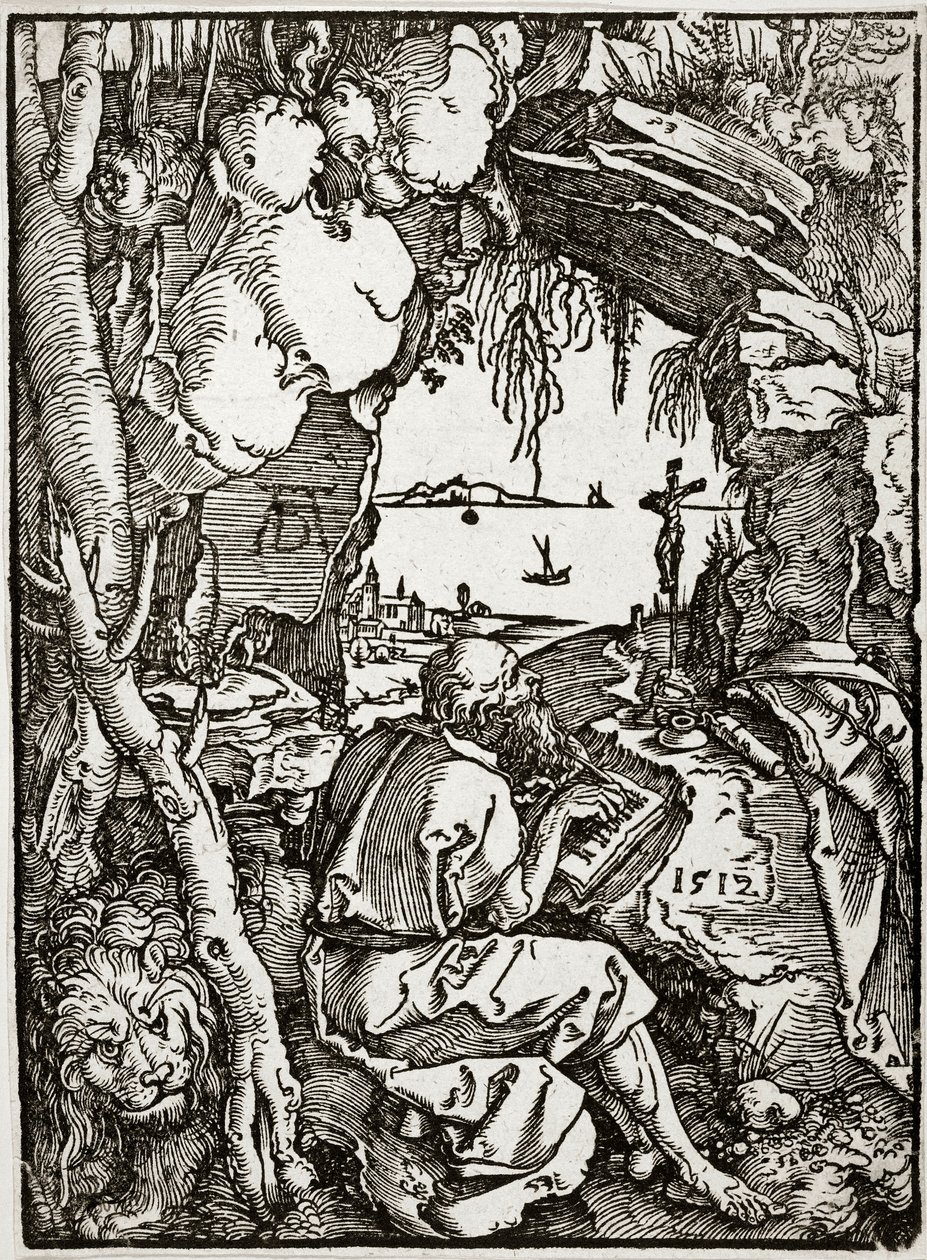 Pyhä Hieronymus luolassa (Bartsch 113) tekijältä Albrecht Dürer