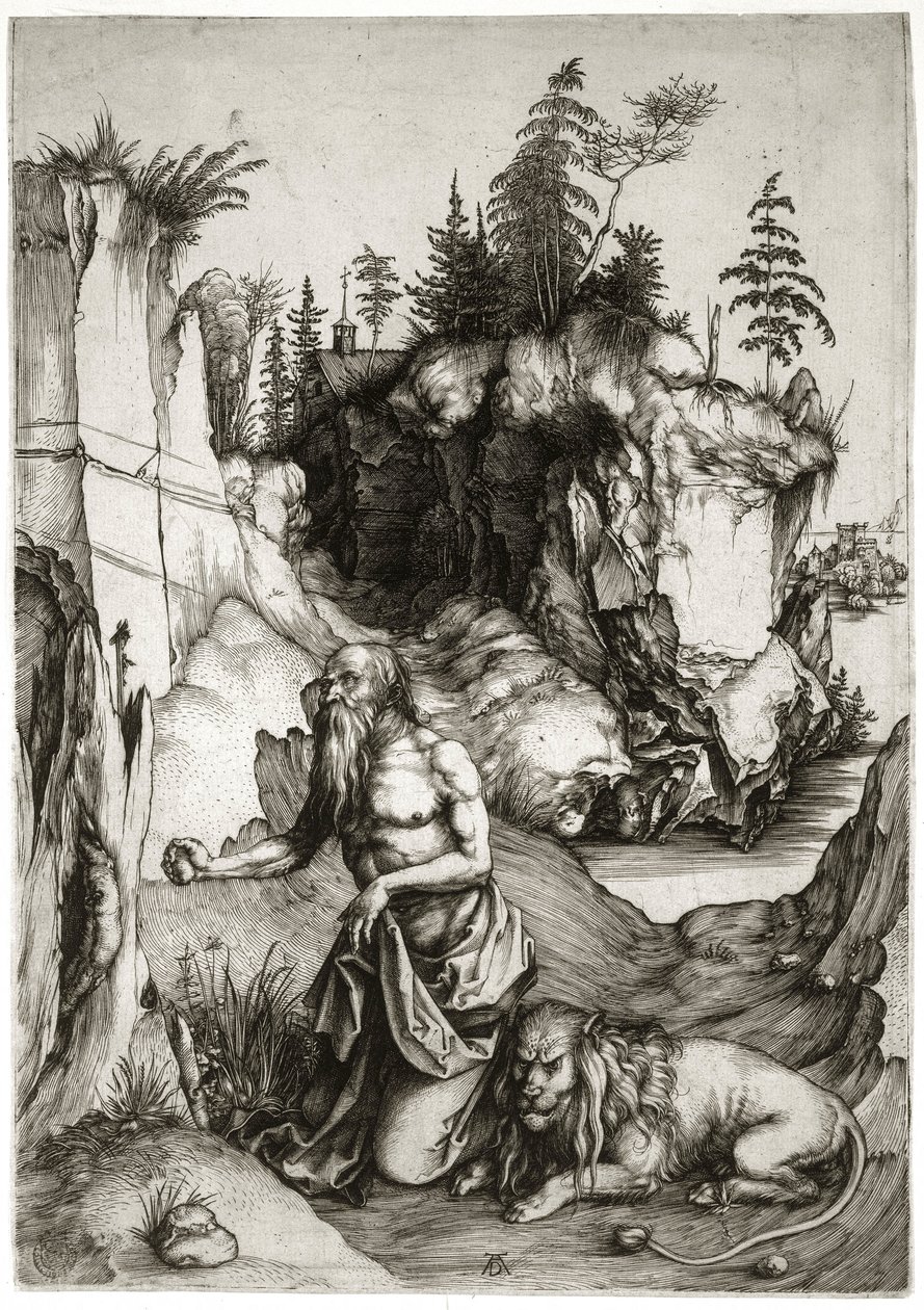 Pyhä Hieronymus katumusharjoituksessa (Bartsch 61) tekijältä Albrecht Dürer