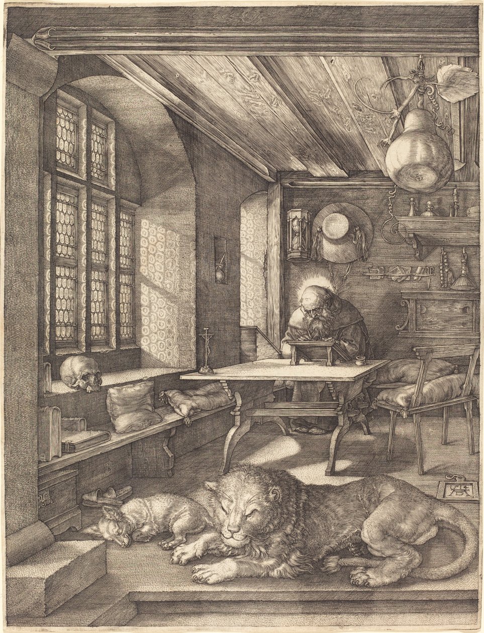 Pyhä Hieronymus opiskelussaan tekijältä Albrecht Dürer