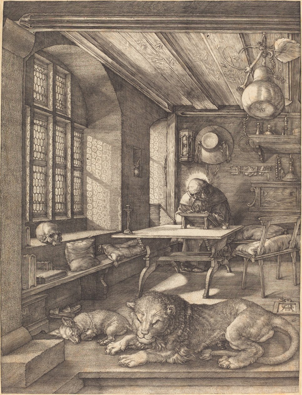 Pyhä Hieronymus opiskelussaan tekijältä Albrecht Dürer