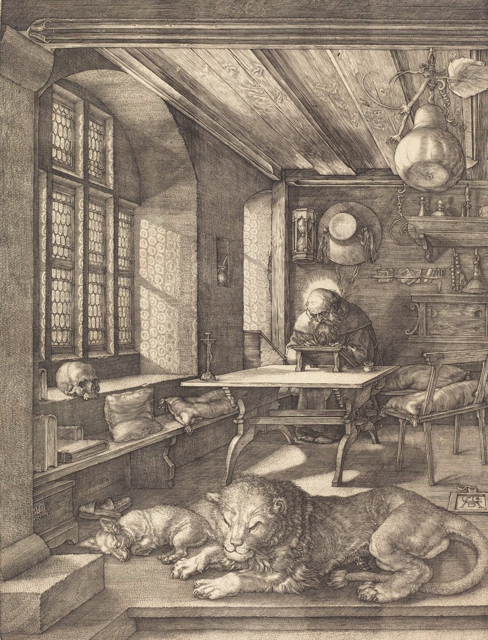Pyhä Hieronymus tutkimuksessaan, 1514. tekijältä Albrecht Dürer