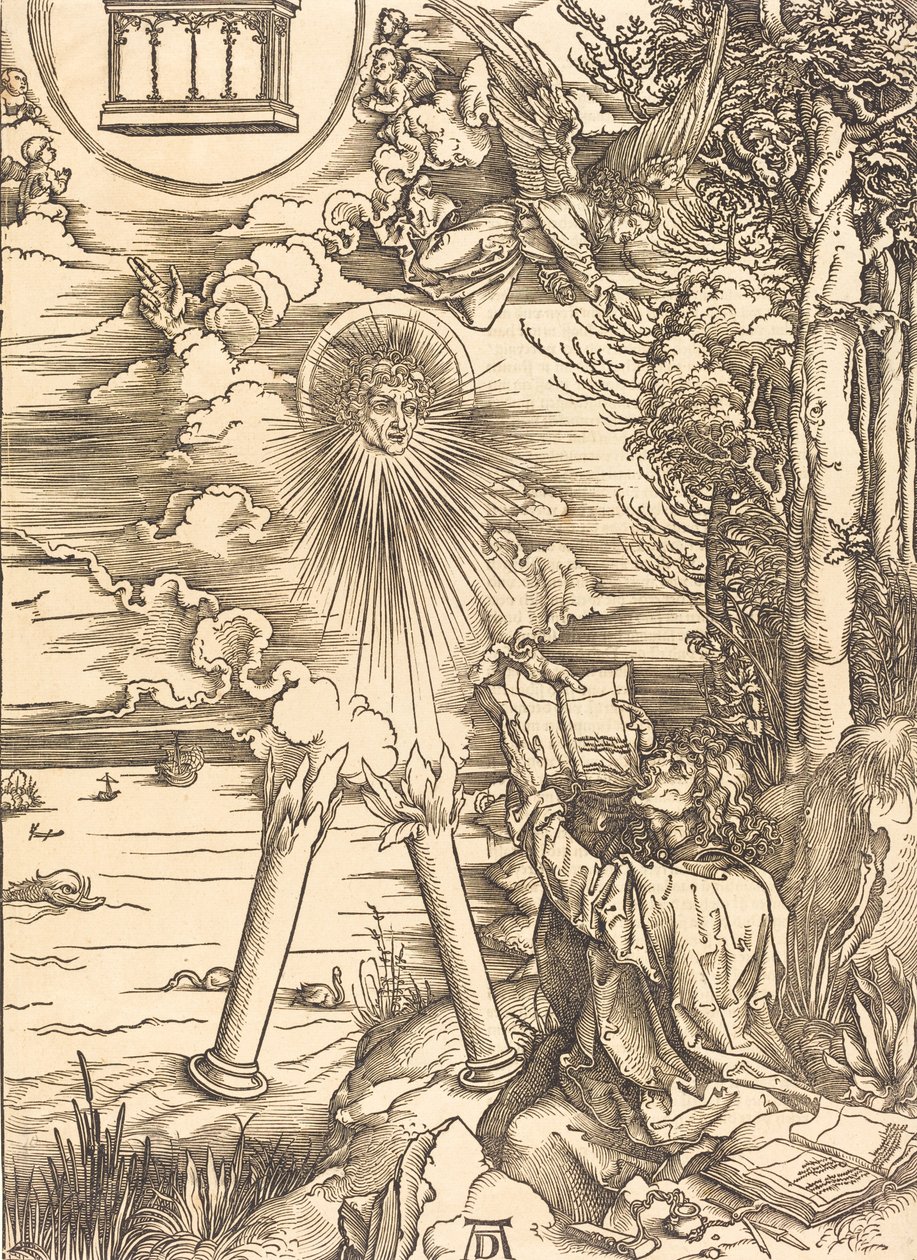 Pyhä Johannes syö kirjaa, luultavasti n. 14961498. tekijältä Albrecht Dürer