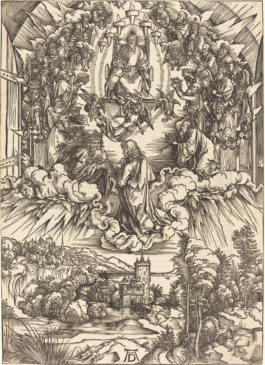 Pyhä Johannes Jumalan ja vanhinten edessä tekijältä Albrecht Dürer