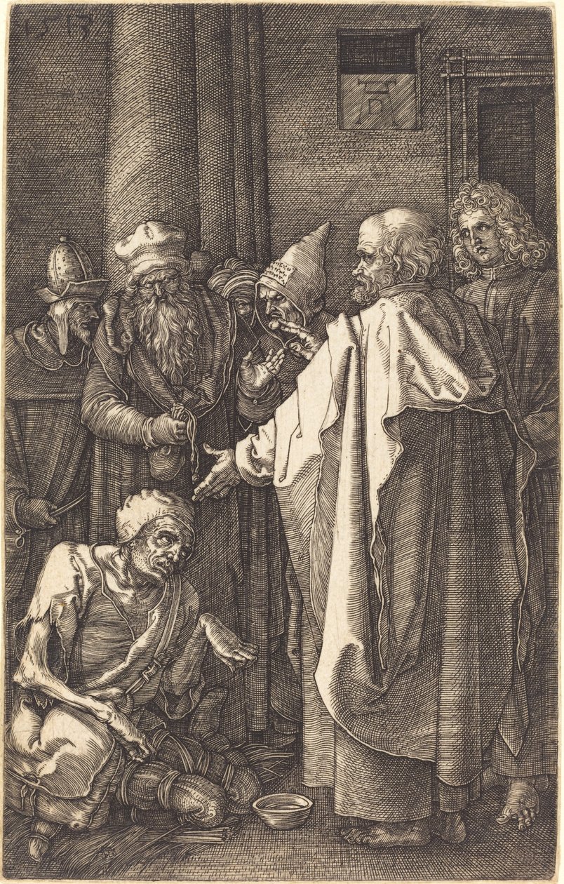 Pyhä Pietari ja pyhä Johannes parantavat rampaa temppelin portilla tekijältä Albrecht Dürer