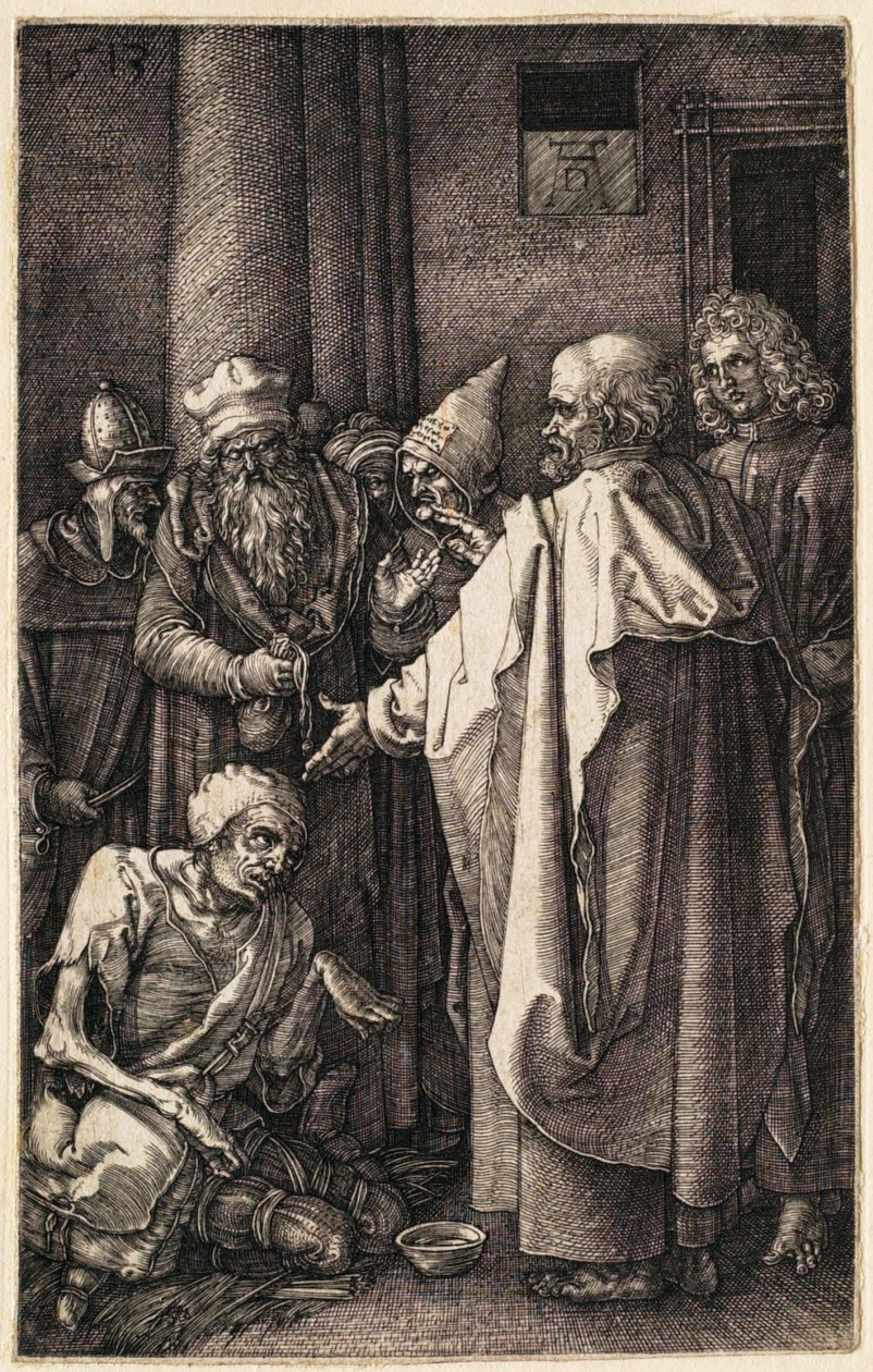 Pyhä Pietari ja pyhä Johannes temppelin portilla tekijältä Albrecht Dürer