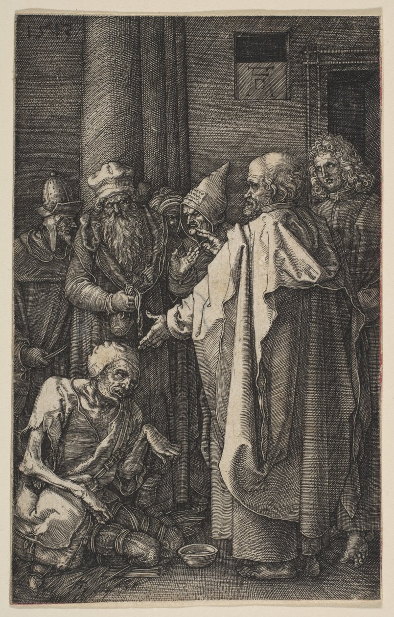 Pyhä Pietari ja pyhä Johannes temppelin portilla, teoksesta "Passio" tekijältä Albrecht Dürer