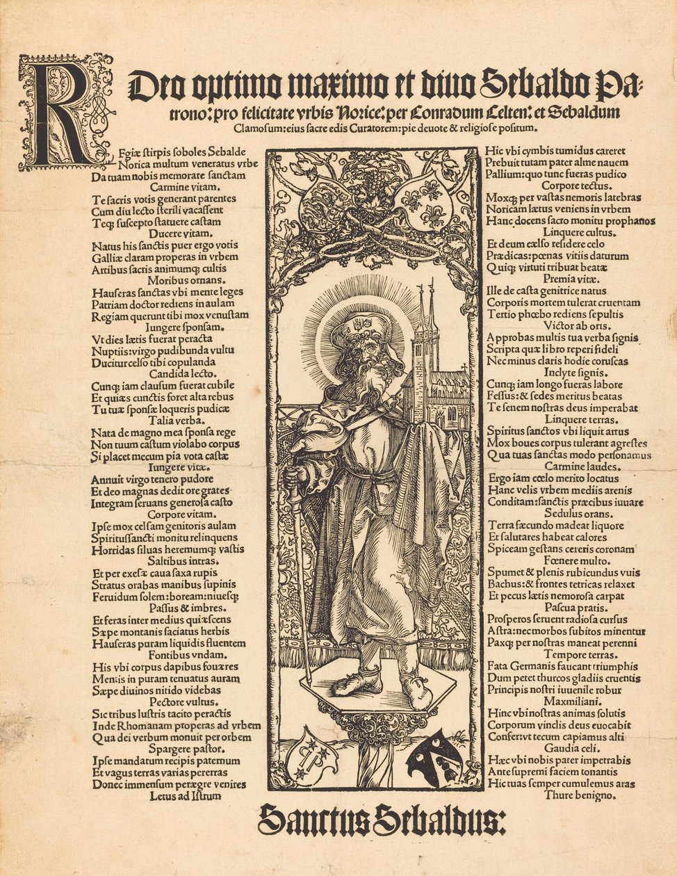Pyhä Sebaldus seisoo pylväällä, n. 1501. tekijältä Albrecht Dürer