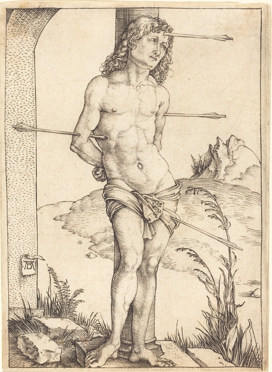 Pyhä Sebastián sidottu pylvääseen tekijältä Albrecht Dürer
