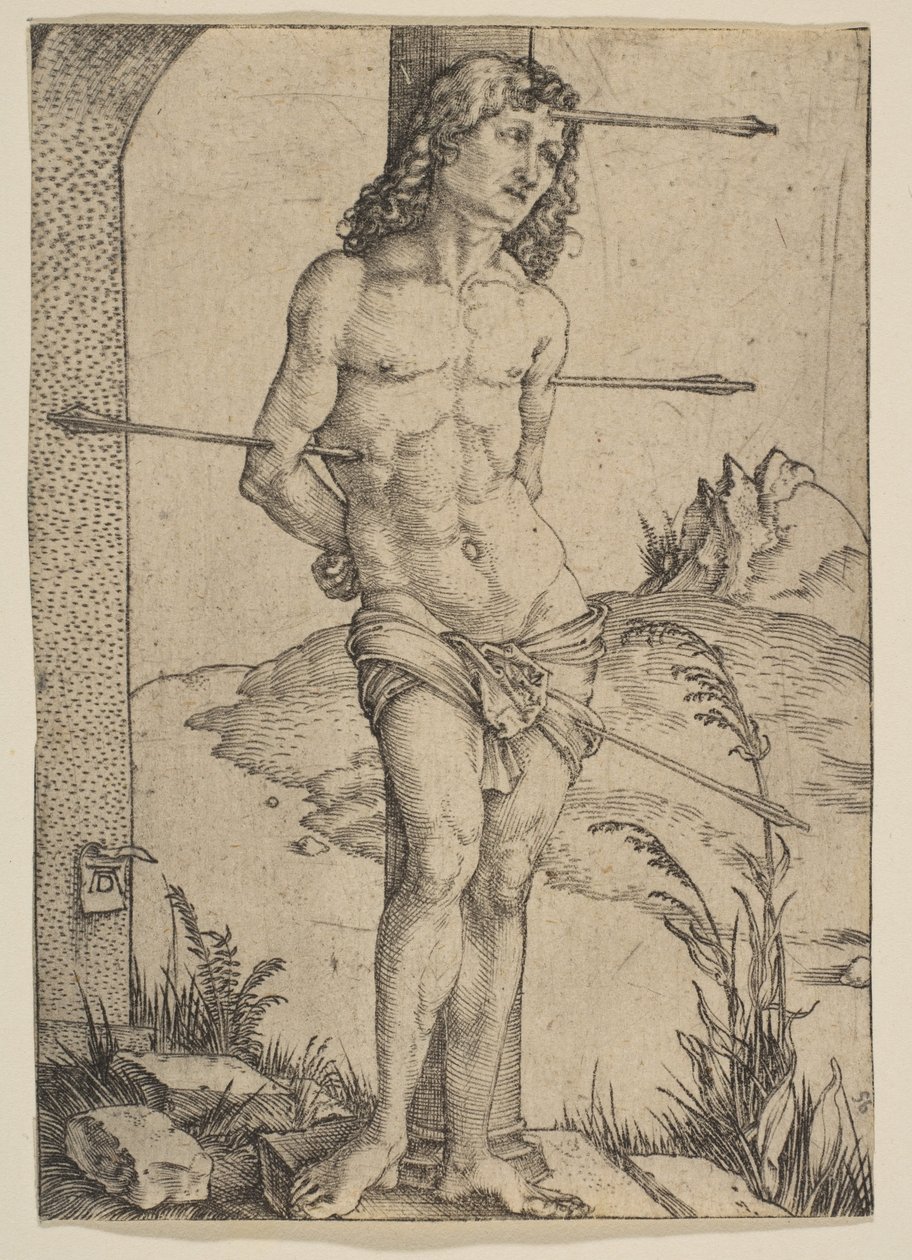 Pylvääseen sidottu pyhä Sebastian tekijältä Albrecht Dürer
