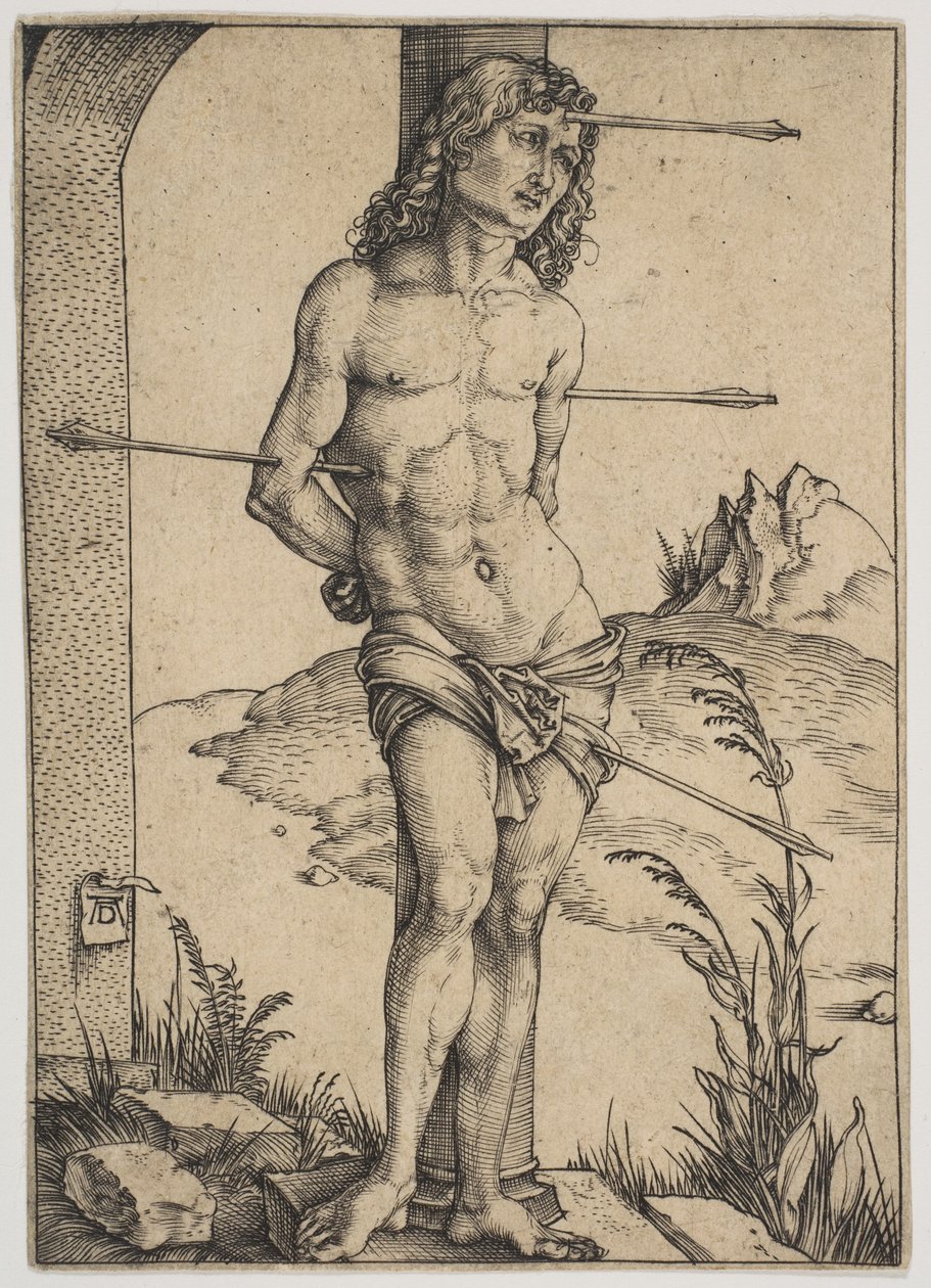 Pylvääseen sidottu pyhä Sebastian tekijältä Albrecht Dürer