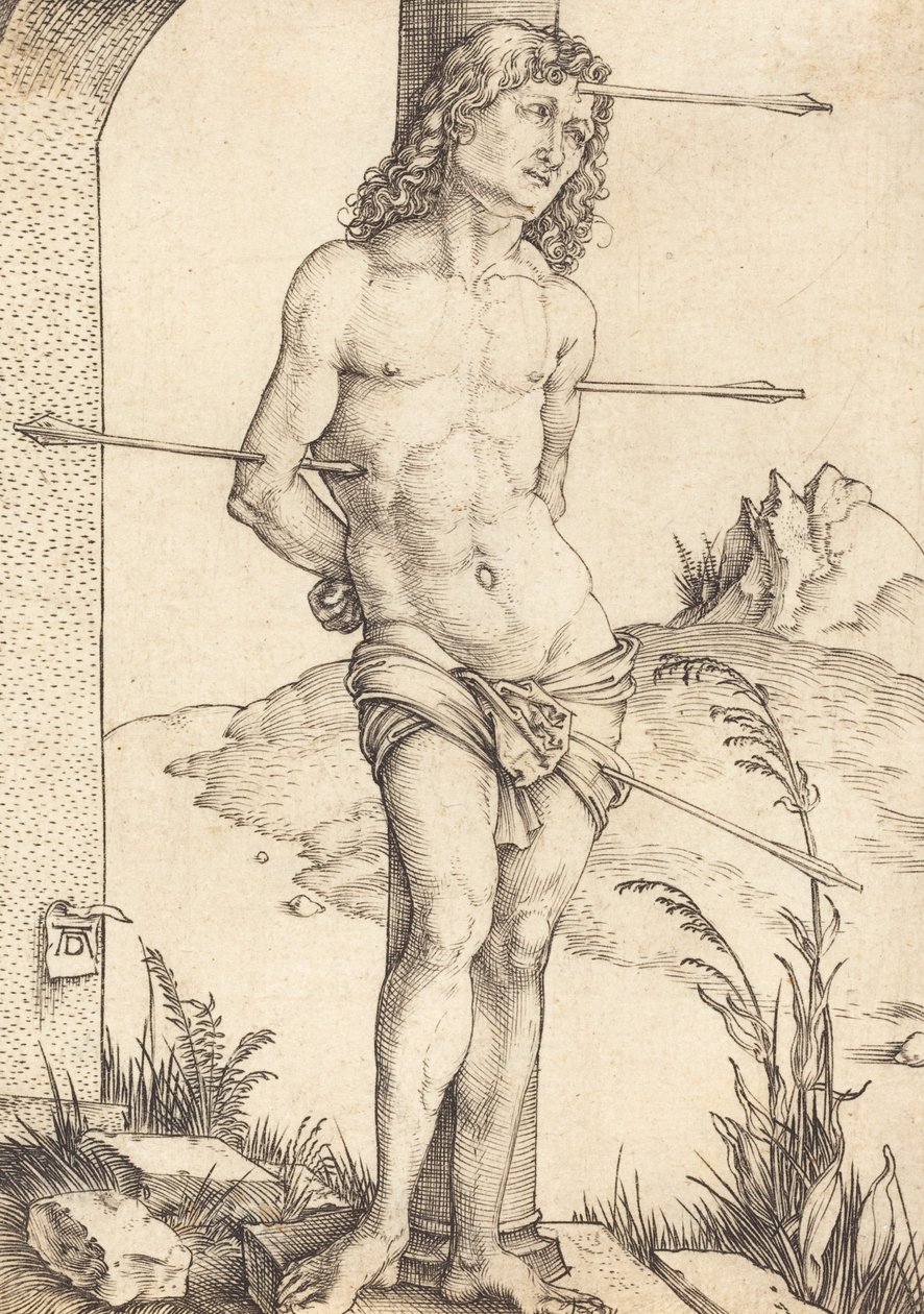 Pyhä Sebastián sidottu pylvääseen, luultavasti 14981499. tekijältä Albrecht Dürer