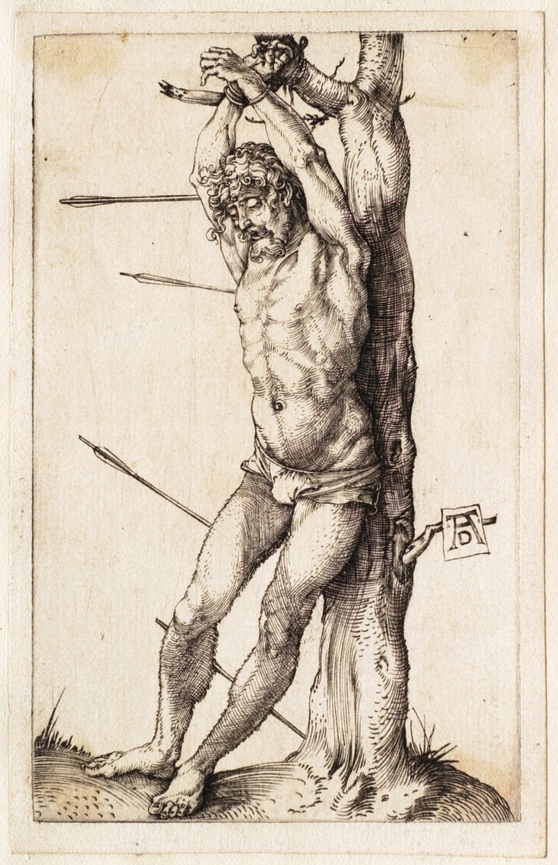 Puuhun sidottu pyhä Sebastian tekijältä Albrecht Dürer