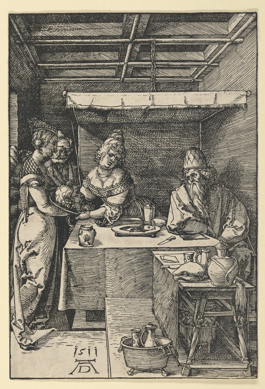 Salome tuo Johannes Kastajan pään äidilleen, Herodialle tekijältä Albrecht Dürer