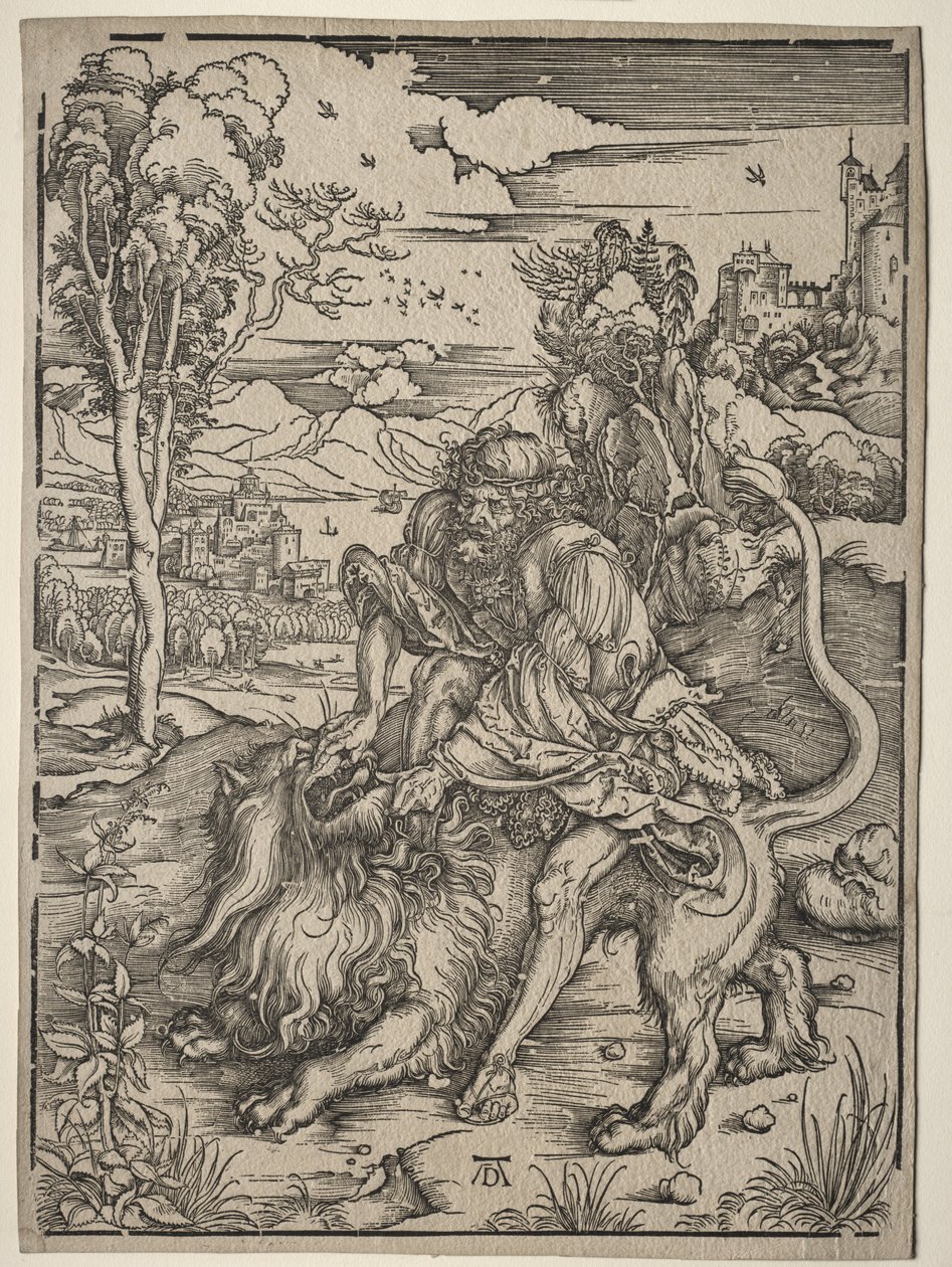 Samson tappaa leijonan tekijältä Albrecht Dürer