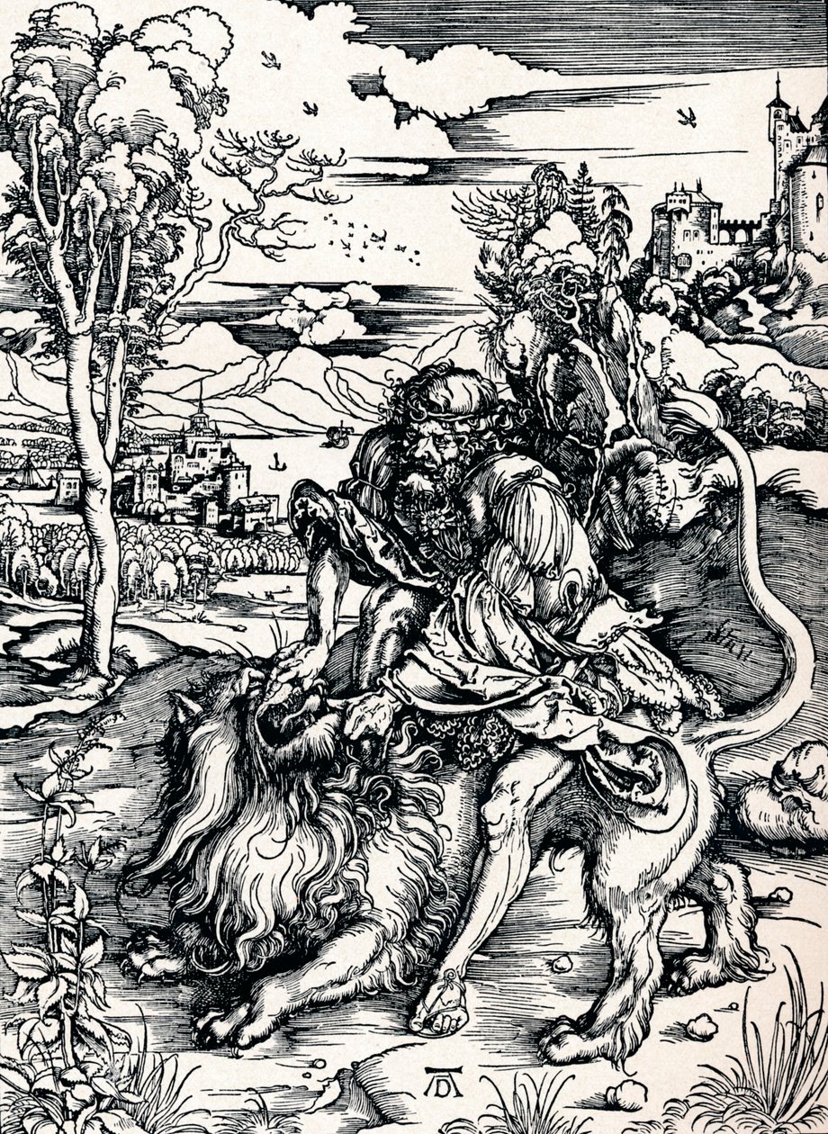 Simson repii leijonan, 1497 1906 tekijältä Albrecht Dürer