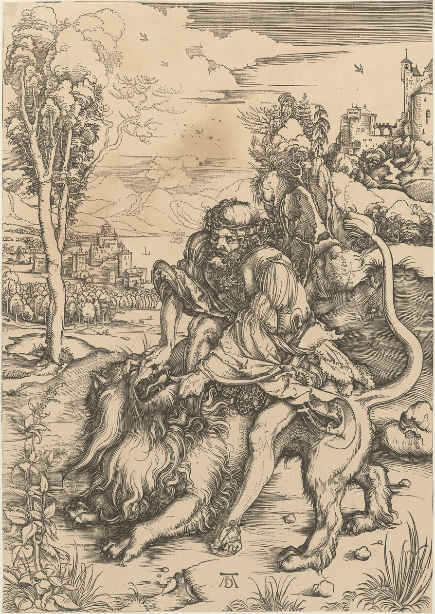 Samson tappaa leijonan tekijältä Albrecht Dürer