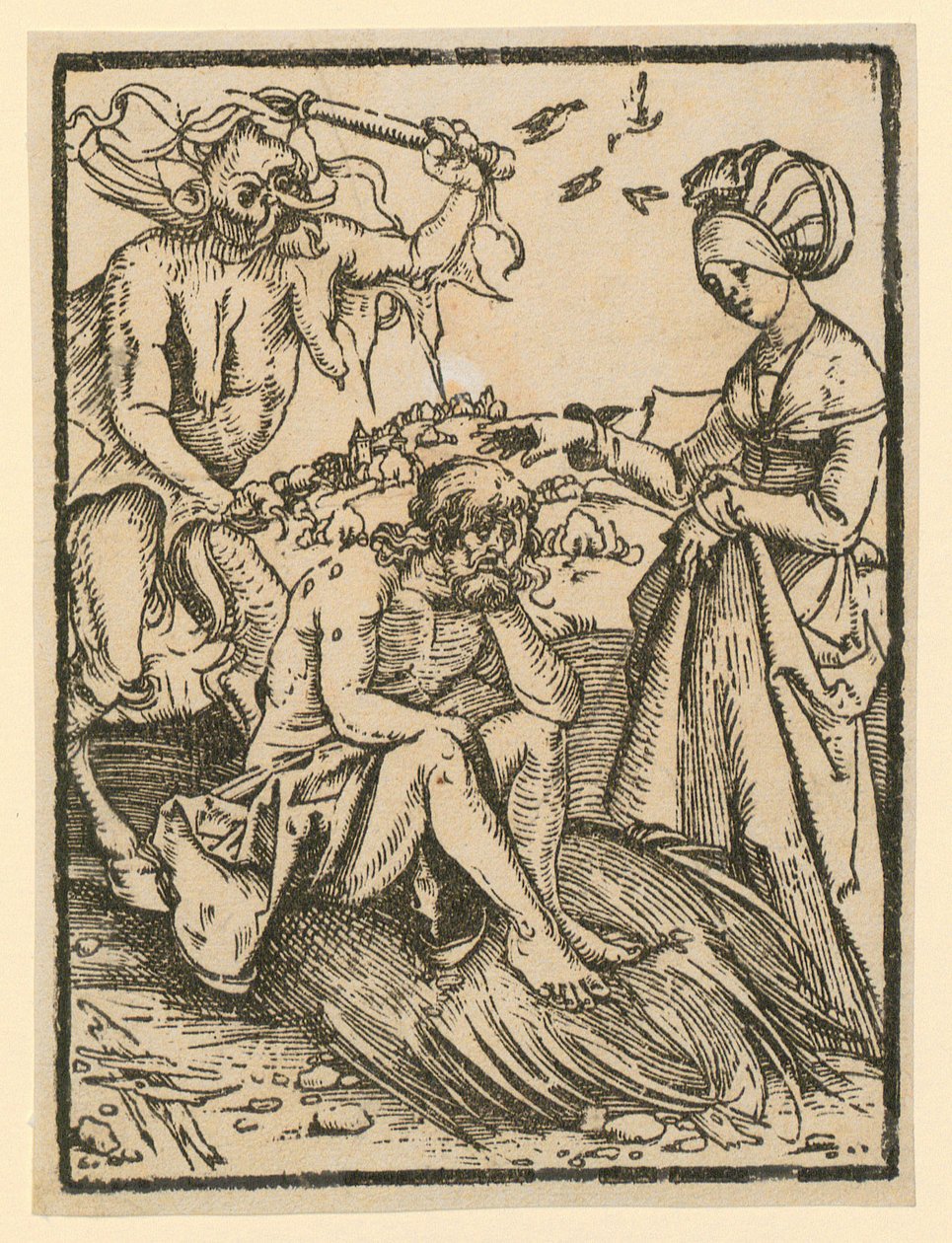 Saatana koettelee Jobia tekijältä Albrecht Dürer