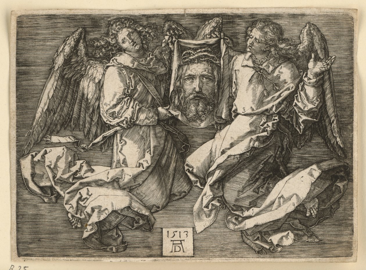 Veronikan hikiliina kahden enkelin pitelemänä tekijältä Albrecht Dürer