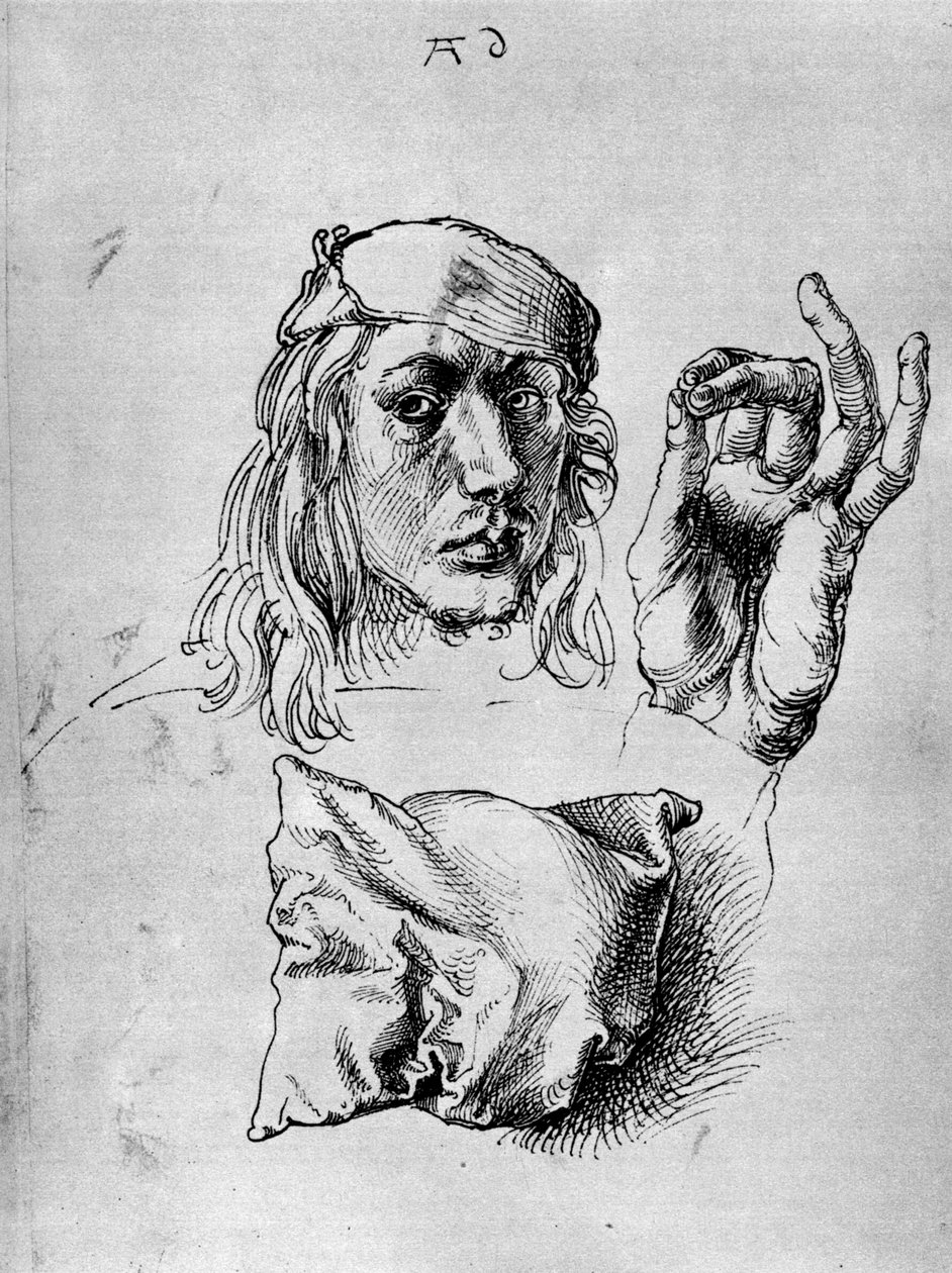 Omakuva tyynyllä, 1493, 1936 tekijältä Albrecht Dürer