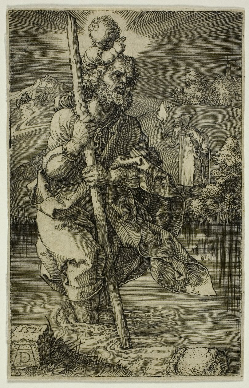 St. Christopher kasvot oikealle tekijältä Albrecht Dürer