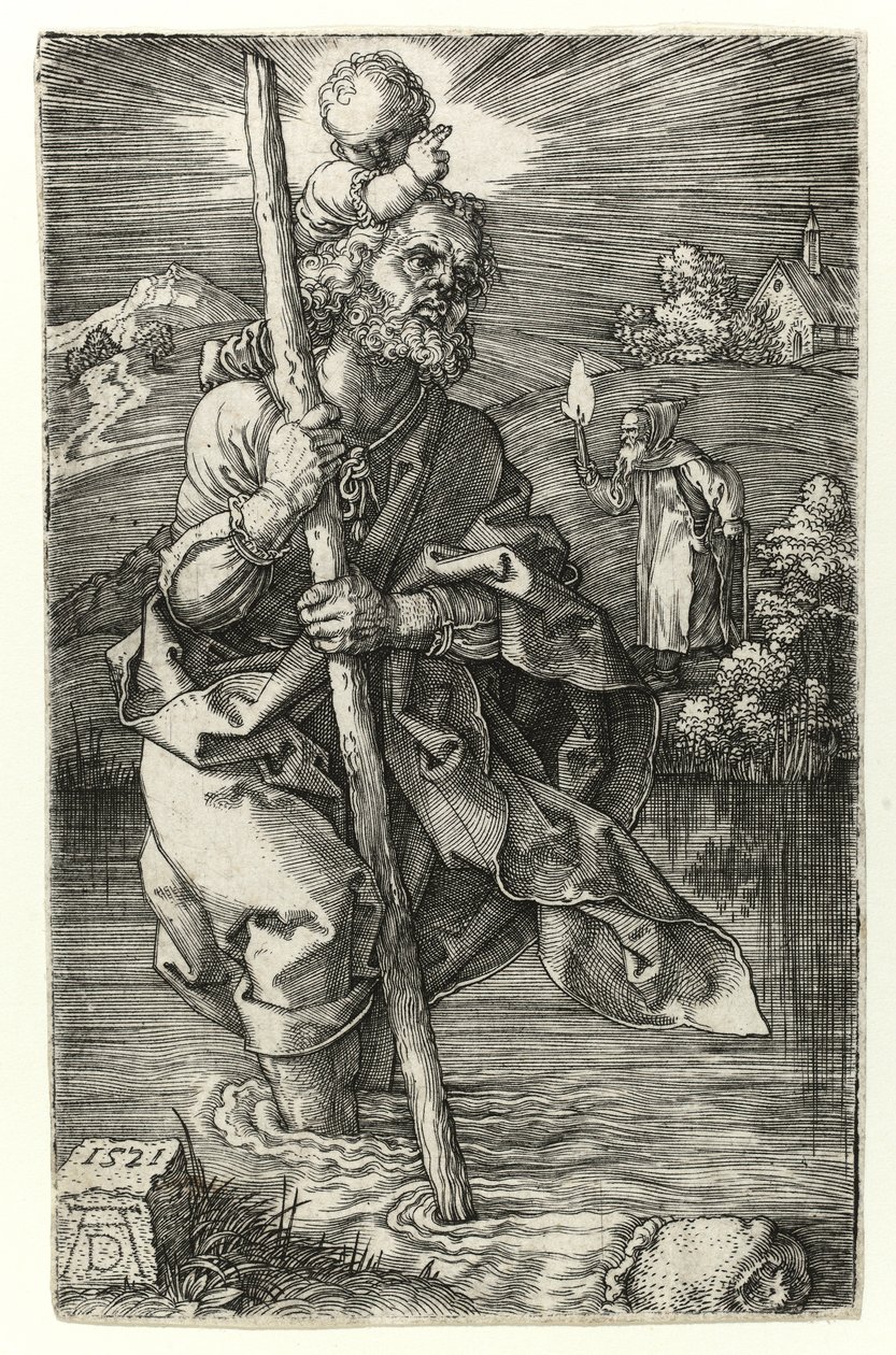Pyhä Kristofer oikealle päin, 1521 tekijältä Albrecht Dürer