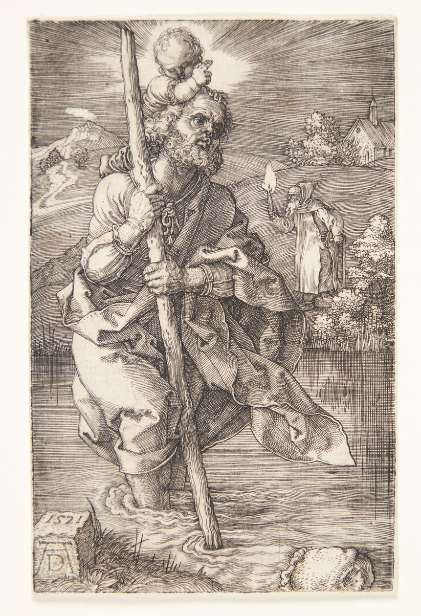 St. Christopher kasvot oikealle tekijältä Albrecht Dürer