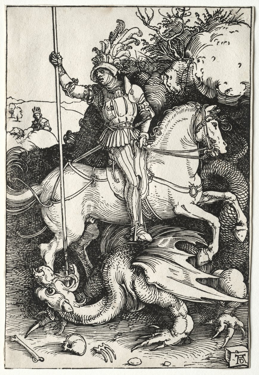 St. George tappaa lohikäärmeen tekijältä Albrecht Dürer