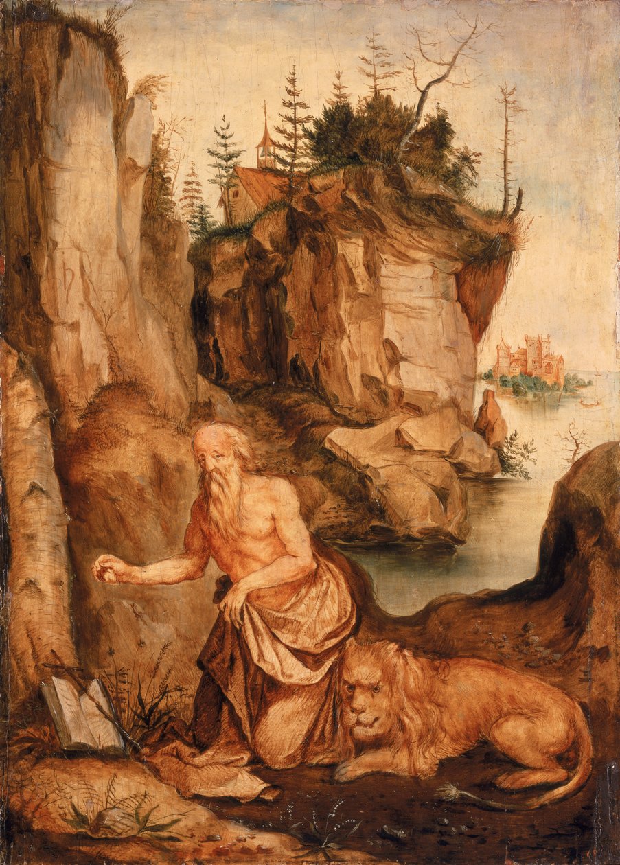 Pyhä Hieronymus ja leijona, noin 1500 tekijältä Albrecht Dürer